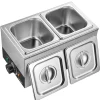 VEVOR Chocolate Melting Machine, 2 Tanks 9 Lbs Choc Commercial Melter, 800W High Power, Water Bath Heating System, Stainless Steel Body, 86℉- 185℉ Temp Range, Chocolate Warmer for Cheese Milk