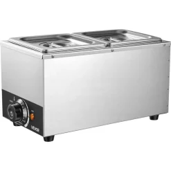 VEVOR Chocolate Melting Machine, 2 Tanks 9 Lbs Choc Commercial Melter, 800W High Power, Water Bath Heating System, Stainless Steel Body, 86℉- 185℉ Temp Range, Chocolate Warmer for Cheese Milk