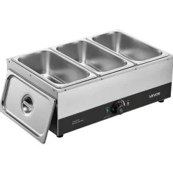 VEVOR Chocolate Melting Machine, 3 Tanks 27 Lbs Choc Commercial Melter, 1200W High Power, Water Bath Heating System, Stainless Steel Body, 86℉- 185℉ Temp Range, Chocolate Warmer for Cheese Milk