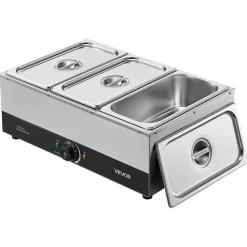 VEVOR Chocolate Melting Machine, 3 Tanks 27 Lbs Choc Commercial Melter, 1200W High Power, Water Bath Heating System, Stainless Steel Body, 86℉- 185℉ Temp Range, Chocolate Warmer for Cheese Milk