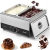 VEVOR Chocolate Melting Machine, 2 Tanks 17.6 Lbs Choc Commercial Melter, 1200W High Power, Water Bath Heating System, Stainless Steel Body, 86℉- 185℉ Temp Range, Chocolate Warmer for Cheese Milk