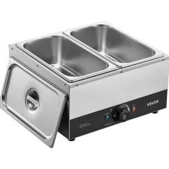 VEVOR Chocolate Melting Machine, 2 Tanks 17.6 Lbs Choc Commercial Melter, 1200W High Power, Water Bath Heating System, Stainless Steel Body, 86℉- 185℉ Temp Range, Chocolate Warmer for Cheese Milk