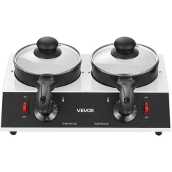 VEVOR Chocolate Melting Pot - 2 x 1 QT Pots, 86℉ - 185℉ Choc Warm Machine, 80W Even Cheese Melter, 2 Knobs Temp Control, 2 Ceramic Coated Pots, Electric Warmer for Mulled Milk Candy, Commercial & Home