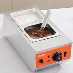 VEVOR Chocolate Tempering Machine, 9 Lbs 2 Tanks Chocolate Melting Pot with TEMP Control 86~185℉, 800W Stainless Steel Electric Commercial Food Warmer For Chocolate/Milk/Cream Melting and Heating
