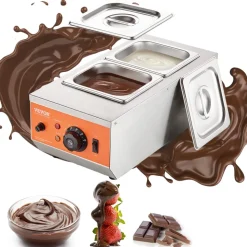 VEVOR Chocolate Tempering Machine, 9 Lbs 2 Tanks Chocolate Melting Pot with TEMP Control 86~185℉, 800W Stainless Steel Electric Commercial Food Warmer For Chocolate/Milk/Cream Melting and Heating