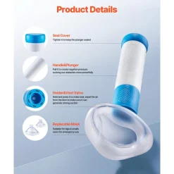 VEVOR Choking Rescue Device, Portable Airway Clear Anti Choking Suction Device with 4 Multi-size Masks and 1 Storage Bag, First Aid Kit for Removing Blocked Objects, for Home, School, Travel