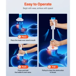 VEVOR Choking Rescue Device, Portable Airway Clear Anti Choking Suction Device with 4 Multi-size Masks and 1 Storage Bag, First Aid Kit for Removing Blocked Objects, for Home, School, Travel
