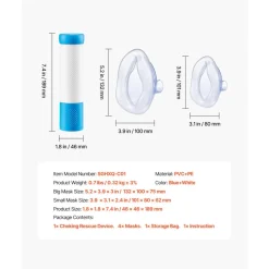 VEVOR Choking Rescue Device, Portable Airway Clear Anti Choking Suction Device with 4 Multi-size Masks and 1 Storage Bag, First Aid Kit for Removing Blocked Objects, for Home, School, Travel