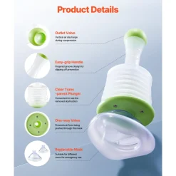 VEVOR Choking Rescue Device, Portable Airway Clear Anti Choking Suction Device with 2 Multi-size Masks and 1 Storage Bag, First Aid Kit for Removing Blocked Objects, for Home, School, Travel