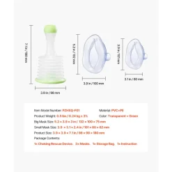 VEVOR Choking Rescue Device, Portable Airway Clear Anti Choking Suction Device with 2 Multi-size Masks and 1 Storage Bag, First Aid Kit for Removing Blocked Objects, for Home, School, Travel