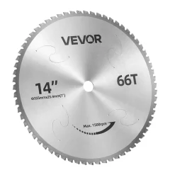 VEVOR Chop Saw Blade 14-in 66 Teeth Cermet-Tipped Metal Cold Cutting Blade, Compatible with Chop Saws, 4000 Cuts, Cutting Smooth Surfaces with No Burrs, Noise Reduction and Heat Dissipation Holes