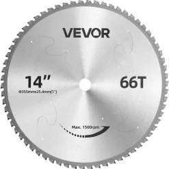 VEVOR Chop Saw Blade 14-in 66 Teeth Cermet-Tipped Metal Cold Cutting Blade, Compatible with Chop Saws, 4000 Cuts, Cutting Smooth Surfaces with No Burrs, Noise Reduction and Heat Dissipation Holes