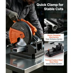VEVOR Chop Saw 14-inch Cold Cut Blade 2800 W Powerful Motor Cut Off Saw, For Cutting Metal, -45° to 45° Adjustable Angle, Efficient Dry Cutting, with Thickened Blade Guard and Chip Collection Box