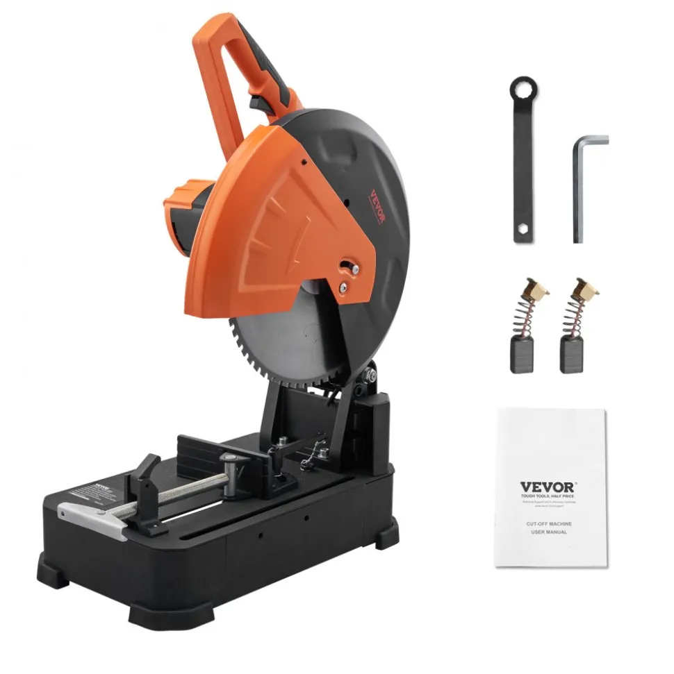 VEVOR Chop Saw, 14"/355mm Blade Diameter Cut Off Saw, 2800W 1200RPM Steel Cutting Machine, 0-45° Adjustable Dry Cut Chop Saw, Miter Saw for Cutting Metal Cold Cut Saw for Steel/Rebar/Iron/Aluminum