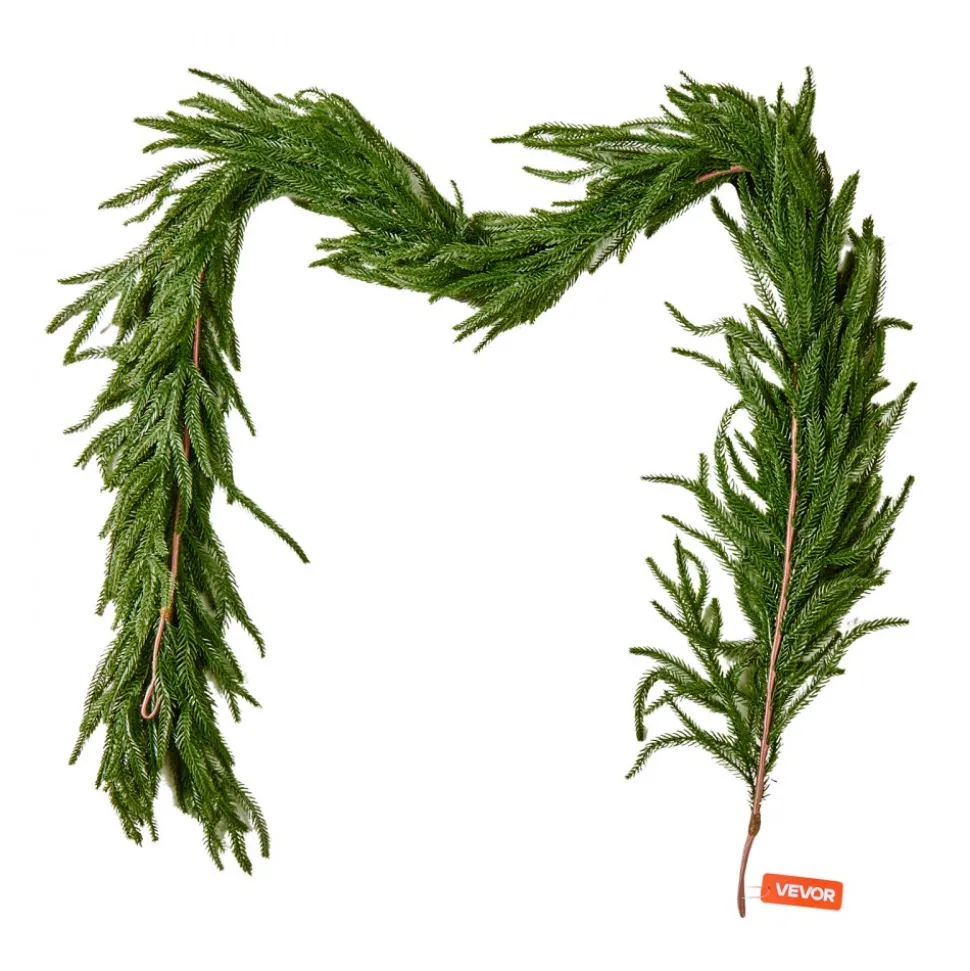 VEVOR Christmas Garland, 6-FT Realistic Norfolk Pine Garland, Evergreen Real Touch Artificial Faux Greenery Garlands, for Holiday Indoor Outdoor Xmas Decoration on Table, Mantel, and Fireplace