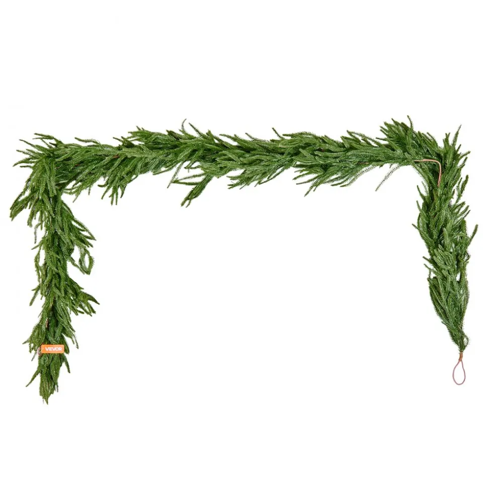 VEVOR Christmas Garland, 9-FT Realistic Norfolk Pine Garland, Evergreen Real Touch Artificial Faux Greenery Garlands, for Holiday Indoor Outdoor Xmas Decoration on Table, Mantel, and Fireplace