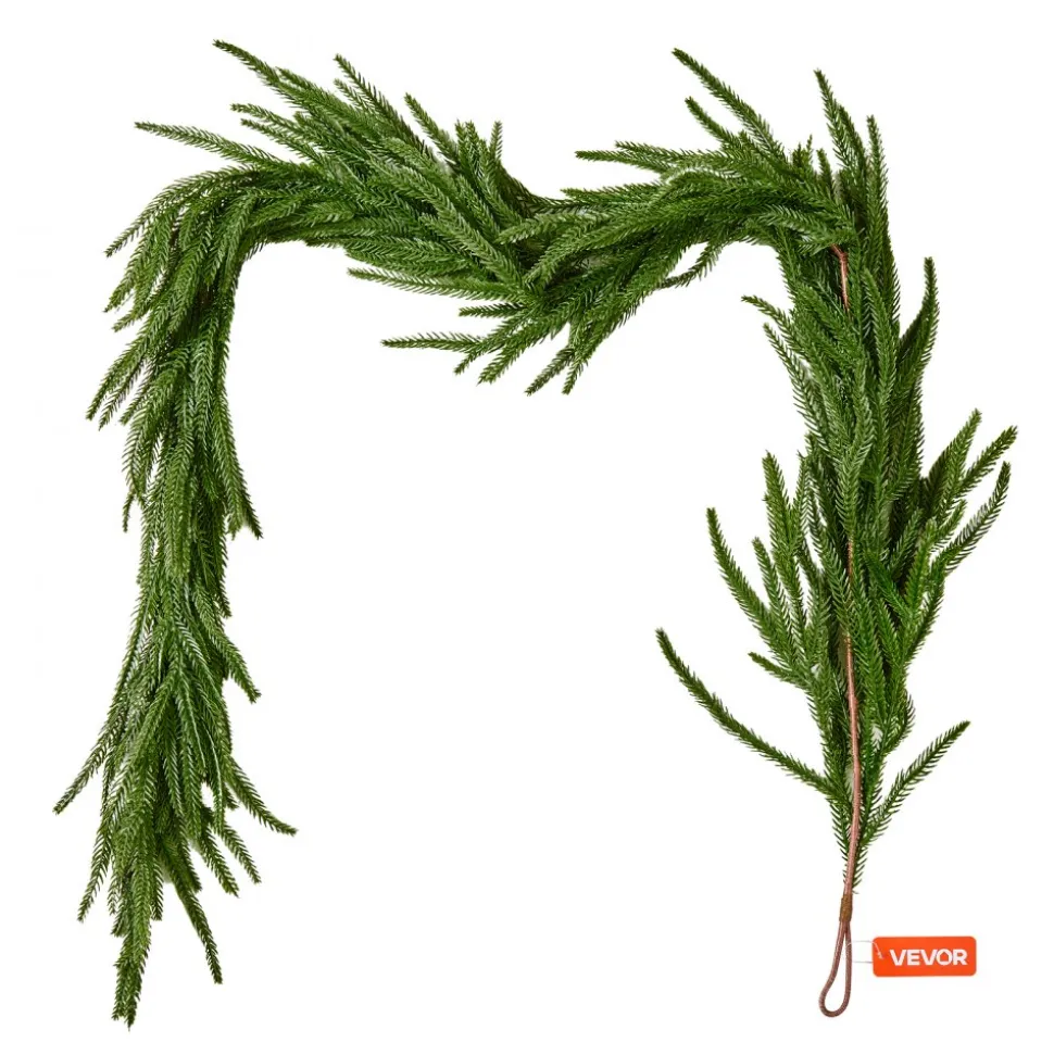 VEVOR Christmas Garland, 5-FT Realistic Norfolk Pine Garland, Evergreen Real Touch Artificial Faux Greenery Garlands, for Holiday Indoor Outdoor Xmas Decoration on Table, Mantel, and Fireplace
