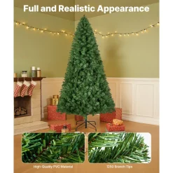 VEVOR Christmas Tree, 6ft Artificial Xmas Tree, Full Holiday Decor Trees with 1250 Branch Tips & Sturdy Metal Base for Home Party Office Decoration