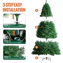 VEVOR Christmas Tree, 7.5ft Artificial Xmas Tree, Full Holiday Decor Tree with 1346 Branch Tips and Metal Base for Home Party Office Decoration