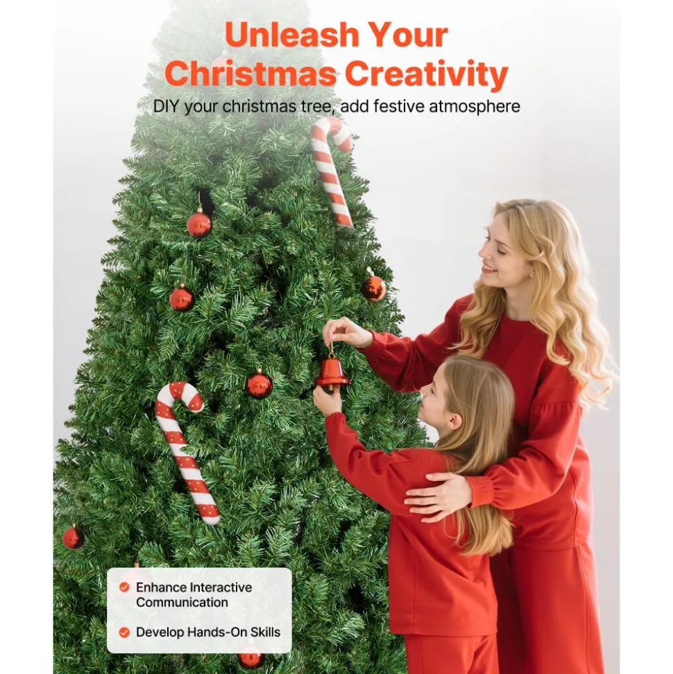 VEVOR Christmas Tree, 7.2ft Artificial Xmas Tree, Full Holiday Decor Trees with 1346 Branch Tips & Sturdy Metal Base for Home Party Office Decoration