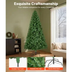 VEVOR Christmas Tree, 7.2ft Artificial Xmas Tree, Full Holiday Decor Trees with 1346 Branch Tips & Sturdy Metal Base for Home Party Office Decoration