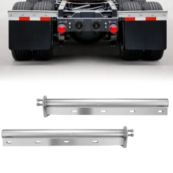 VEVOR Chrome Straight Spring Loaded Mud Flap Hangers, 1-1/8" Bolt Spacing Mudflap Hangers for Semi Trucks, 1 Pair Heavy Duty Semi Truck Mud Flap Hanger Set with Reflective Strips, Silver