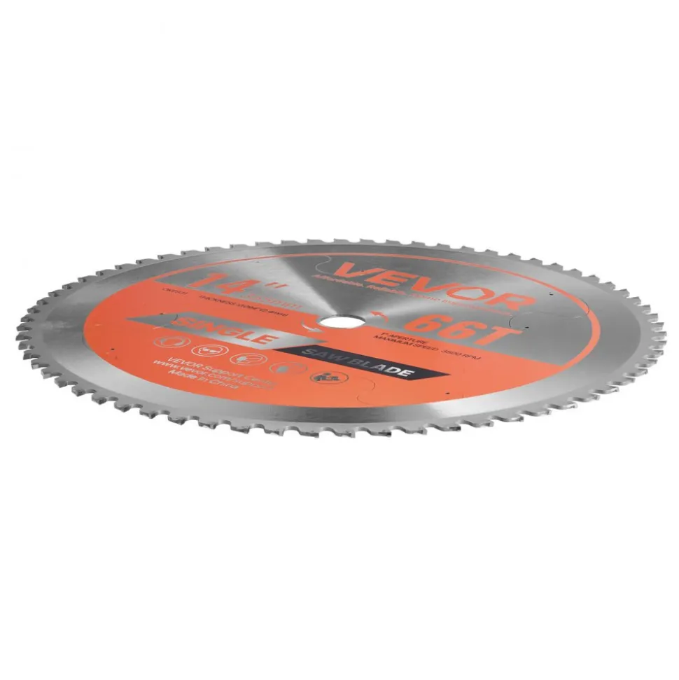 VEVOR Circular Saw Blade, 14 inch Diameter, 66 Sharp Alloy Teeth, 1 inch Arbor, Fine Finish, Metal Cutting Blade for Circular Saw, with Noise-Reducing Heat Vents, for Cutting Steel and Aluminum