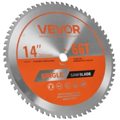 VEVOR Circular Saw Blade, 14 inch Diameter, 66 Sharp Alloy Teeth, 1 inch Arbor, Fine Finish, Metal Cutting Blade for Circular Saw, with Noise-Reducing Heat Vents, for Cutting Steel and Aluminum