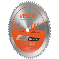 VEVOR Circular Saw Blade, 14 inch Diameter, 66 Sharp Alloy Teeth, 1 inch Arbor, Fine Finish, Metal Cutting Blade for Circular Saw, with Noise-Reducing Heat Vents, for Cutting Steel and Aluminum