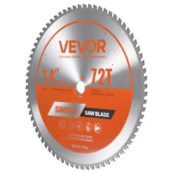 VEVOR Circular Saw Blade, 14 inch Diameter, 72 Sharp Alloy Teeth, 1 inch Arbor, Fine Finish, Metal Cutting Blade for Circular Saw, with Noise-Reducing Heat Vents, for Cutting Steel and Aluminum