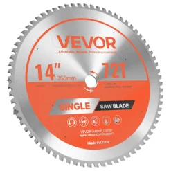 VEVOR Circular Saw Blade, 14 inch Diameter, 72 Sharp Alloy Teeth, 1 inch Arbor, Fine Finish, Metal Cutting Blade for Circular Saw, with Noise-Reducing Heat Vents, for Cutting Steel and Aluminum