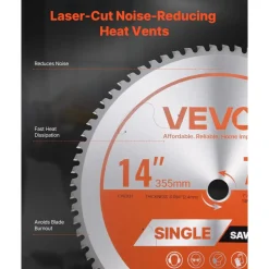 VEVOR Circular Saw Blade, 14 inch Diameter, 72 Sharp Alloy Teeth, 1 inch Arbor, Fine Finish, Metal Cutting Blade for Circular Saw, with Noise-Reducing Heat Vents, for Cutting Steel and Aluminum