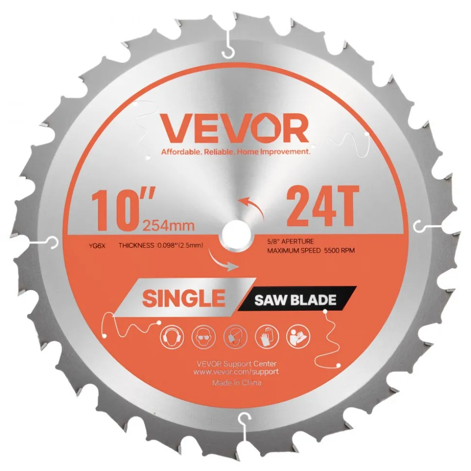 VEVOR Circular Saw Blade, 8 inch Diameter, 42 Sharp Alloy Teeth, 1 inch Arbor, Fine Finish, Wood Cutting Blade for Circular Saw, with Noise-Reducing Heat Vents, for Cutting Plywood, OSB, and Hardwood