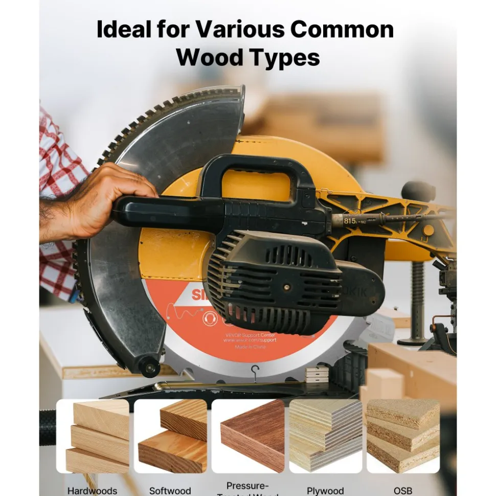 VEVOR Circular Saw Blade, 8 inch Diameter, 42 Sharp Alloy Teeth, 1 inch Arbor, Fine Finish, Wood Cutting Blade for Circular Saw, with Noise-Reducing Heat Vents, for Cutting Plywood, OSB, and Hardwood