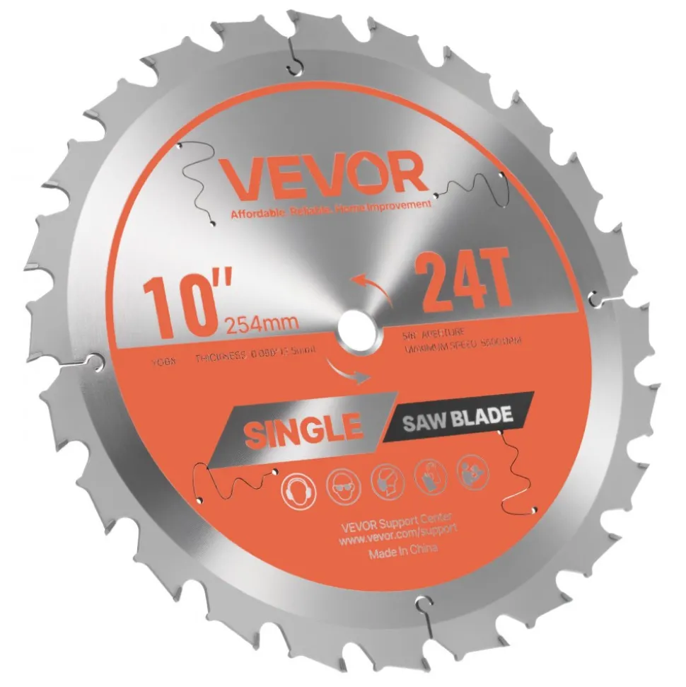 VEVOR Circular Saw Blade, 8 inch Diameter, 42 Sharp Alloy Teeth, 1 inch Arbor, Fine Finish, Wood Cutting Blade for Circular Saw, with Noise-Reducing Heat Vents, for Cutting Plywood, OSB, and Hardwood