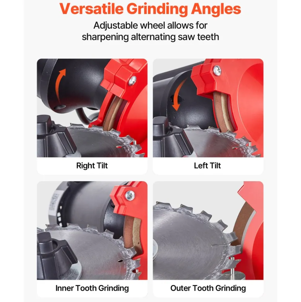 VEVOR Circular Saw Blade Sharpener with Water Tank, 370W 3590RPM Rotary Angle Mill Grinder, Water Injection Sharpening Machine with 5" Grinding Wheel - Fits Φ3.2" to Φ27.5" Circular Saw Blades