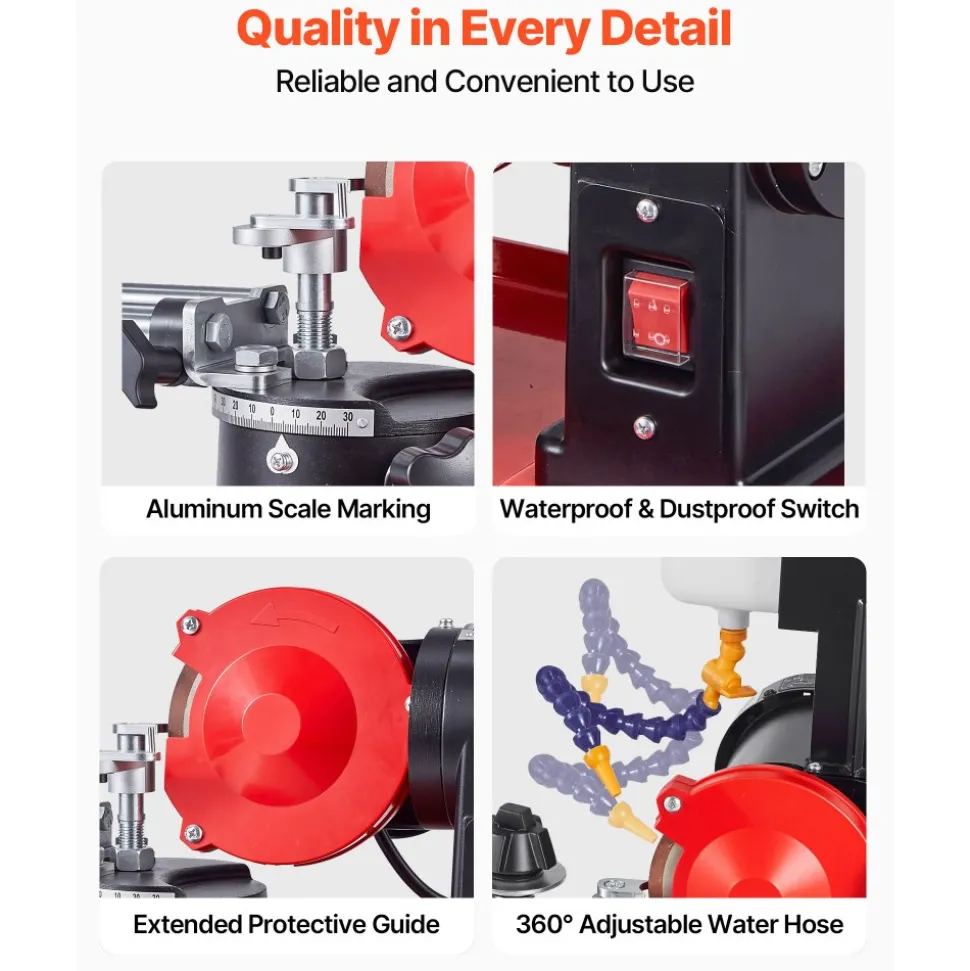 VEVOR Circular Saw Blade Sharpener with Water Tank, 370W 3590RPM Rotary Angle Mill Grinder, Water Injection Sharpening Machine with 5" Grinding Wheel - Fits Φ3.2" to Φ27.5" Circular Saw Blades