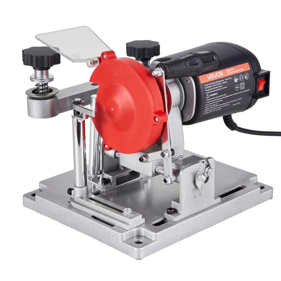 VEVOR Circular Saw Blade Sharpener, 370W 3590RPM Rotary Angle Mill Grinder Sharpening Machine with 5" Grinding Wheel & 6 Saw Centerings - Fits Φ3.2" to Φ27.5" Circular Saw Blades