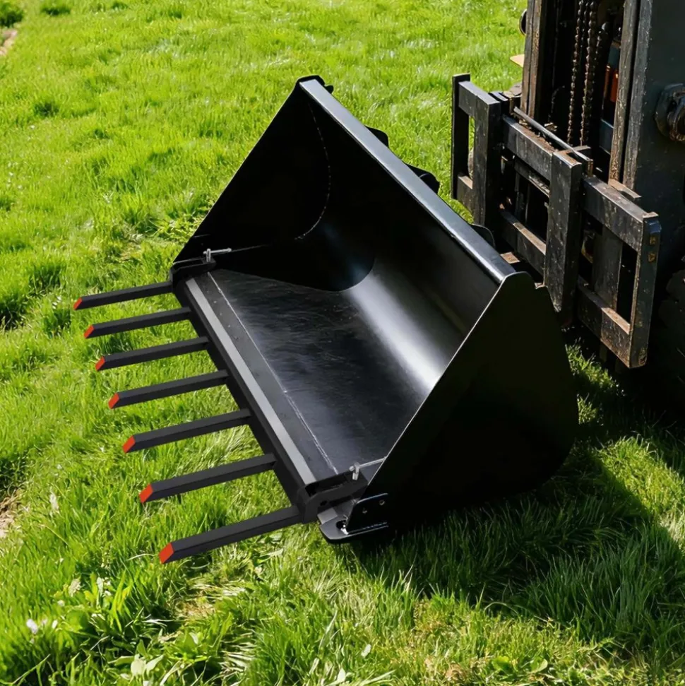 VEVOR 68.5" Clamp on Debris Forks for Buckets, 7 Fork Tines, 4560lbs Load Capacity, Heavy Duty Pallet Forks for Tractor Loader Skid Steer, Bolt on Bucket Attachments for Removing Yard Waste and Debris