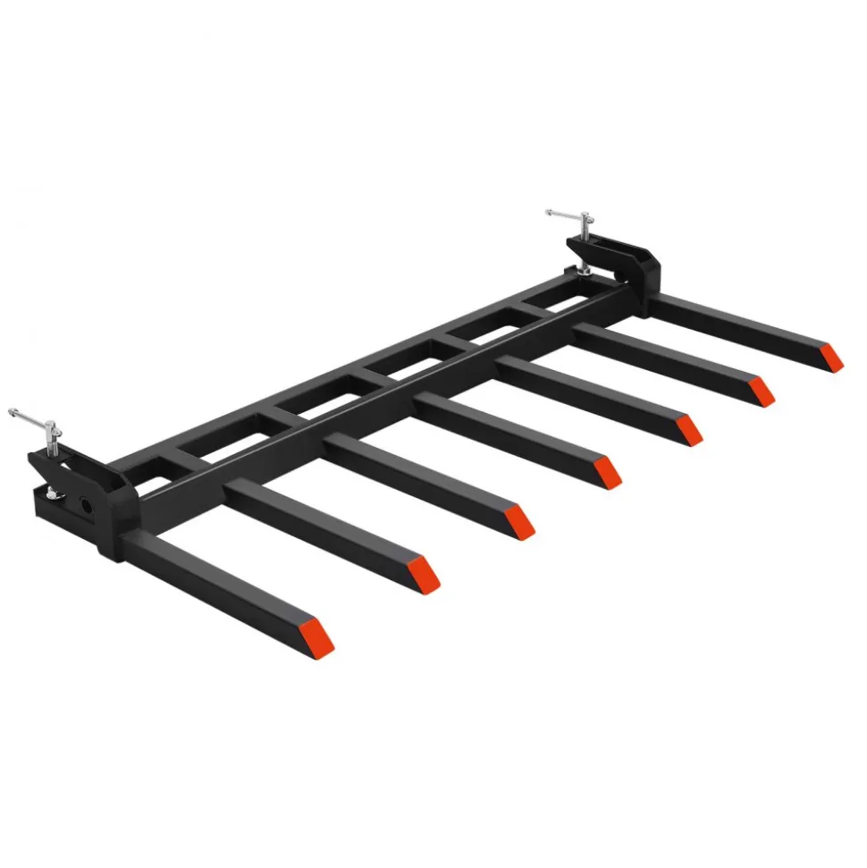 VEVOR 68.5" Clamp on Debris Forks for Buckets, 7 Fork Tines, 4560lbs Load Capacity, Heavy Duty Pallet Forks for Tractor Loader Skid Steer, Bolt on Bucket Attachments for Removing Yard Waste and Debris