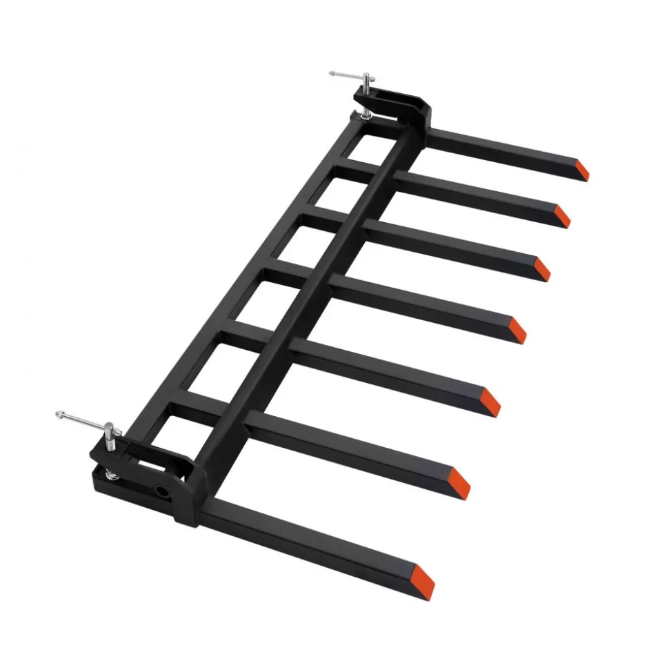 VEVOR 68.5" Clamp on Debris Forks for Buckets, 7 Fork Tines, 4560lbs Load Capacity, Heavy Duty Pallet Forks for Tractor Loader Skid Steer, Bolt on Bucket Attachments for Removing Yard Waste and Debris