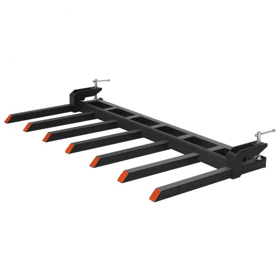 VEVOR 68.5" Clamp on Debris Forks for Buckets, 7 Fork Tines, 4560lbs Load Capacity, Heavy Duty Pallet Forks for Tractor Loader Skid Steer, Bolt on Bucket Attachments for Removing Yard Waste and Debris