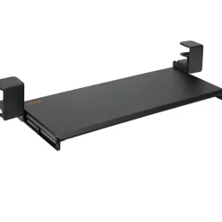 VEVOR Clamp on Keyboard Tray Under Desk, Desk Keyboard Tray Slide out with Sturdy No-drill C Clamp Mount, Large 26.8 x 11 inch Slide-out Computer Drawer for Typing in Home, Office Work