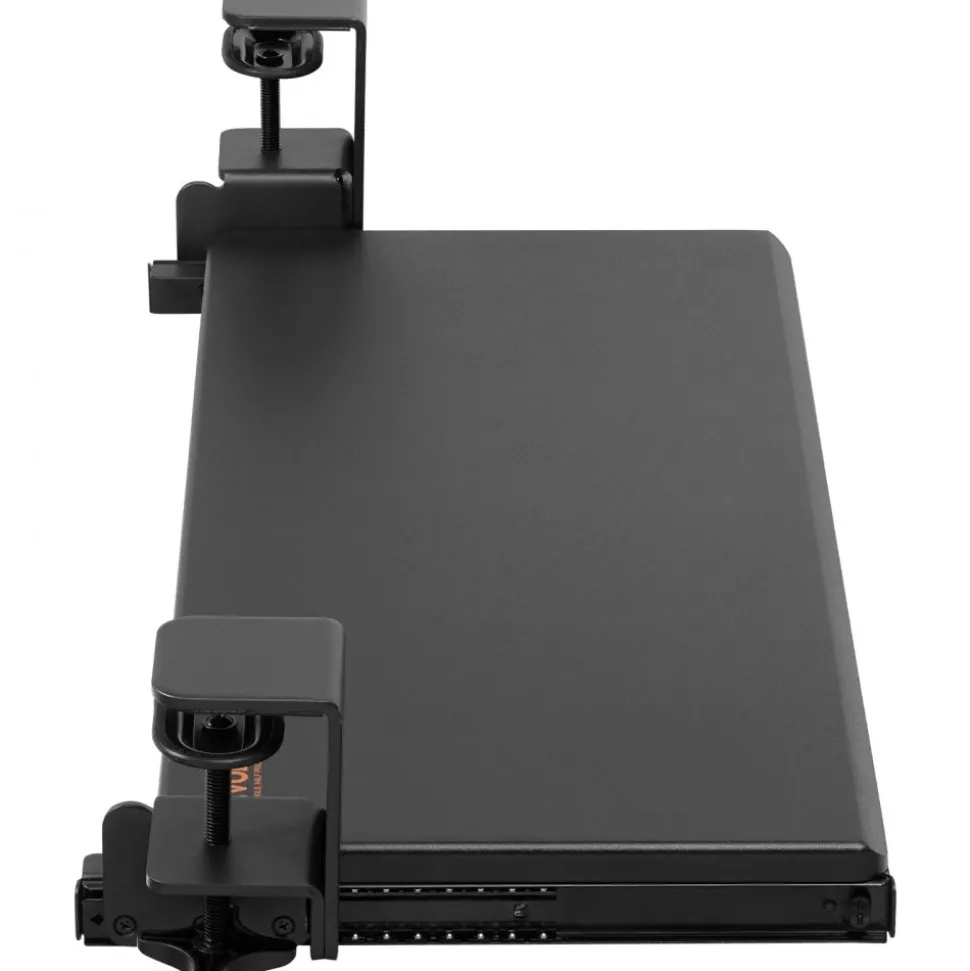 VEVOR Clamp on Keyboard Tray Under Desk, Desk Keyboard Tray Slide out with Sturdy No-drill C Clamp Mount, Large 26.8 x 11 inch Slide-out Computer Drawer for Typing in Home, Office Work