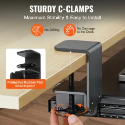 VEVOR Clamp on Keyboard Tray Under Desk, Desk Keyboard Tray Slide out with Sturdy No-drill C Clamp Mount, Large 26.8 x 11 inch Slide-out Computer Drawer for Typing in Home, Office Work