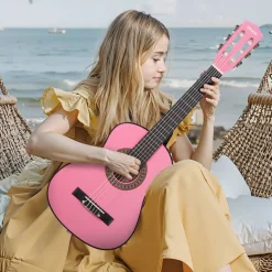 VEVOR Classical Guitar, 38 Inch, Wood Classical Guitar Starter Kit for Beginners, with Nylon Strings, Gig Bag, Strap, Tuner, Extra Strings, Picks, Capo, Basswood, for Teenagers Adults Students, Black
