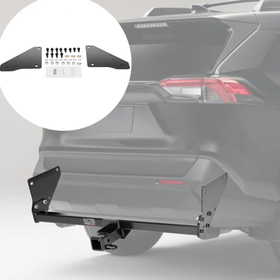 VEVOR Class 3 Trailer Hitch, 2-Inch Receiver, 6000 lbs, Q345B Steel Tube Frame, Compatible with 2020-2024 Toyota RAV4, Multi-Fit Hitch to Receive Ball Mount, Cargo Carrier, Bike Rack, Tow Hook, Black