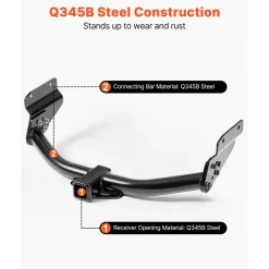VEVOR Class 3 Trailer Hitch, 2-Inch Receiver, Compatible with 2011-2021 Jeep Grand Cherokee, Q345B Steel Tube Frame, Multi-Fit Hitch to Receive Ball Mount, Cargo Carrier, Bike Rack, Tow Hook, Black