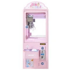 VEVOR Claw Crane Machine, Medium-Sized Arcade Game Machine with Light & Sound, Adjustable Steel Claws, Precise Toy Candy Grabber Prize Dispenser Vending Toy, for Commercial Home Parties Cinema, Pink