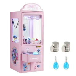 VEVOR Claw Crane Machine, Medium-Sized Arcade Game Machine with Light & Sound, Adjustable Steel Claws, Precise Toy Candy Grabber Prize Dispenser Vending Toy, for Commercial Home Parties Cinema, Pink